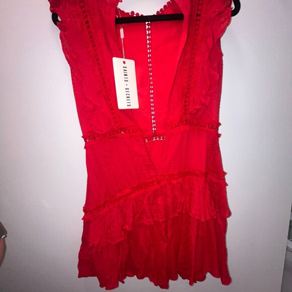 Selfie Leslie - Melrose Sleeveless Crochet & Ruffle Detail Dress Red (NWT) - Picture 6 of 6